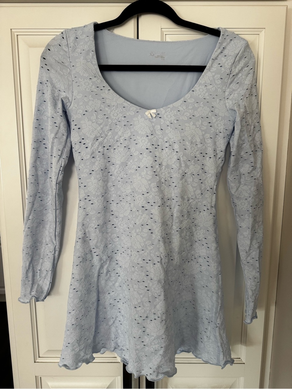Offline by Aerie Light Blue Long Sleeve Scoop Neck Women's Dress